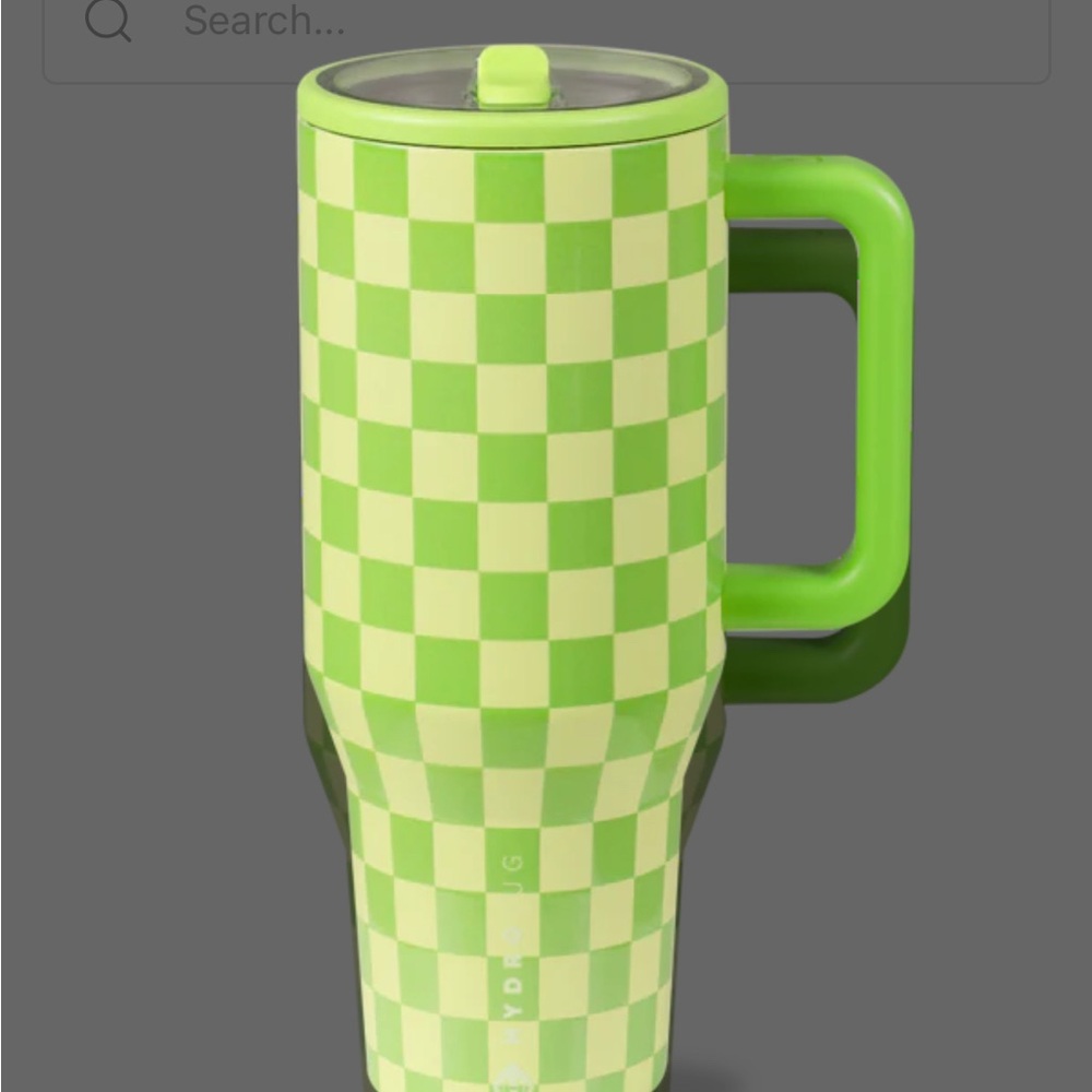 Green Checkered Tumbler with Handle